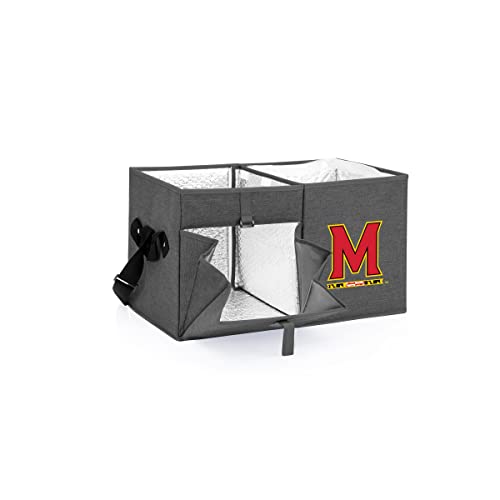 PICNIC TIME NCAA Maryland Terrapins Ottoman Portable Cooler, Collapsible Cooler with Seat, Tailgating Cooler, Picnic Cooler Tote, (Gray)