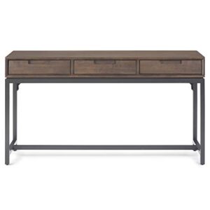 SIMPLIHOME Banting SOLID WOOD and Metal 54 inch Wide Wide Console Sofa Entryway Table in Walnut Brown with Storage, 3 Drawers, for the Living Room, Entryway and Bedroom