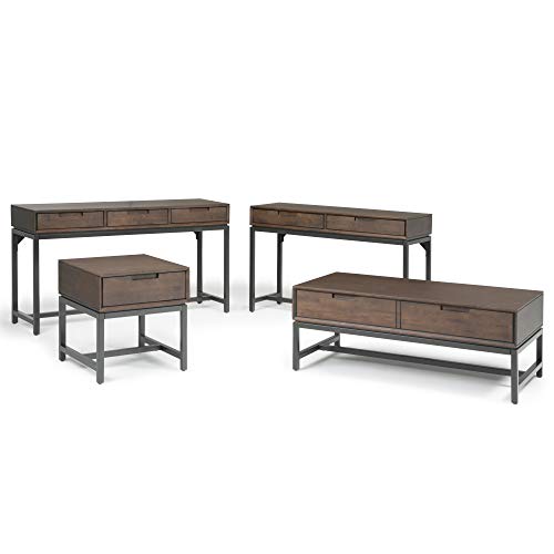 SIMPLIHOME Banting SOLID WOOD and Metal 54 inch Wide Wide Console Sofa Entryway Table in Walnut Brown with Storage, 3 Drawers, for the Living Room, Entryway and Bedroom