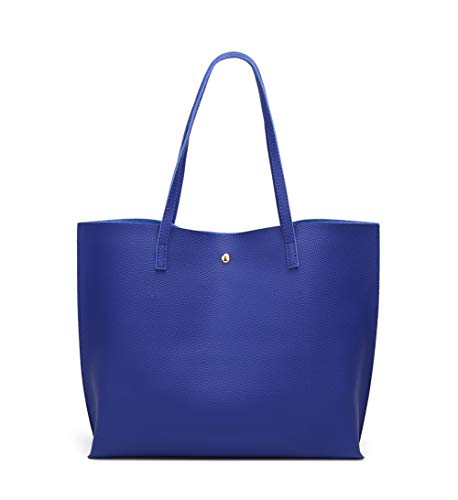 Dreubea Women's Soft Faux Leather Tote Shoulder Bag from, Big Capacity Tassel Handbag Royal Blue
