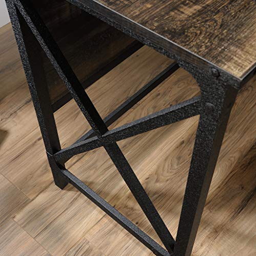 Sauder Steel River L-Shaped Desk, L: 59.84" x W: 57.32" x H: 29.53", Carbon Oak Finish