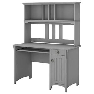 bush furniture salinas computer hutch | study table with drawers, cabinets & pullout keyboard/laptop tray | modern home office work desk with storage, 48w, cape cod gray