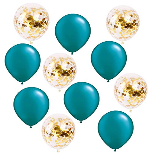 Teal Turquoise Gold Birthday Decorations for Women Teal Gold Baby Shower Decorations Wedding Bridal Shower Teal Gold Confetti Latex Balloons Teal Balloons Teal Engagement/ Graduation Decorations 2023