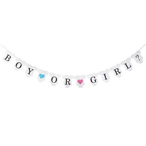 Gender Reveal Party Decorations BOY OR GIRL Banner Glitter Gender Reveal Cupcake Toppers Glitter Gold Pink Blue Triangle Garland Star Garland Tissue Paper Pom Poms Paper Lanterns for Baby Shower Party