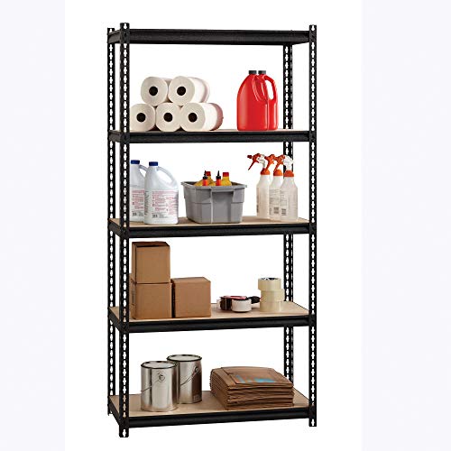 Lorell 2,300 lb Capacity Riveted Steel Shelving Storage Rack, Black