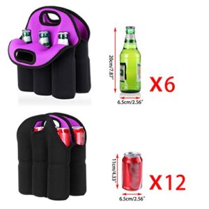 Hipiwe 6 Pack Beer Cooler Tote Bag, Extra Thick Neoprene Beer Bottle/Can/Beverage Carrier, Insulated Feeding Bottles Tote Sleeve