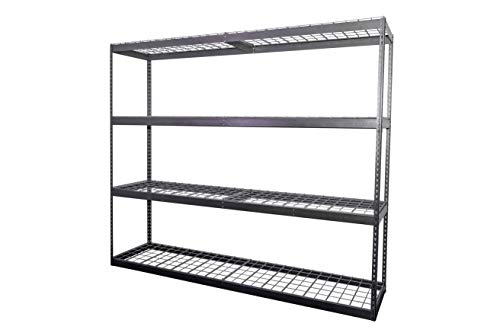 MonsterRax Heavy Duty Garage Shelving - 24" x 92" x 84" - 500 lbs/Shelf - Adjustable 4 Tier Metal Utility Shelves - High Grade Steel Storage Rack for Warehouse, Basement - Hammertone Finish