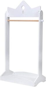 jolie vallÉe toys & home 2-in-1 kids wood armoire wardrobe crown clothes rack, white baby clothes storage rack standing closet, boutique clothes rack organizer for toddler girls 2-5 years