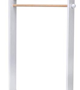 JOLIE VALLÉE TOYS & HOME 2-in-1 Kids Wood Armoire Wardrobe Crown Clothes Rack, White Baby Clothes Storage Rack Standing Closet, Boutique Clothes Rack Organizer for Toddler Girls 2-5 Years