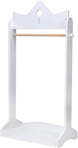 JOLIE VALLÉE TOYS & HOME 2-in-1 Kids Wood Armoire Wardrobe Crown Clothes Rack, White Baby Clothes Storage Rack Standing Closet, Boutique Clothes Rack Organizer for Toddler Girls 2-5 Years