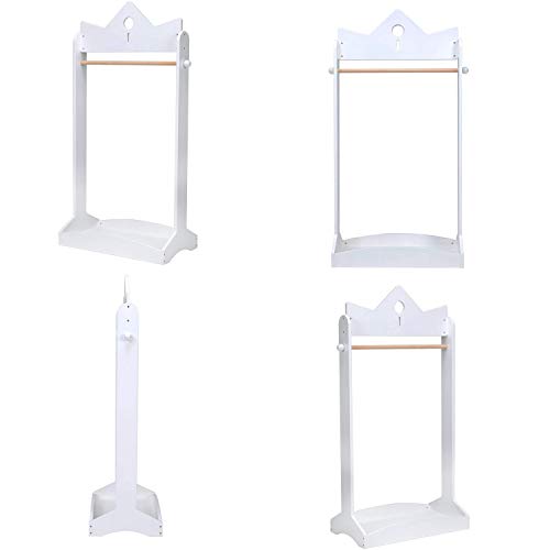 JOLIE VALLÉE TOYS & HOME 2-in-1 Kids Wood Armoire Wardrobe Crown Clothes Rack, White Baby Clothes Storage Rack Standing Closet, Boutique Clothes Rack Organizer for Toddler Girls 2-5 Years