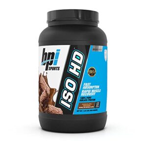 bpi sports iso hd – 100% whey protein isolates – muscle growth, recovery, weight loss, meal replacement – low carb, low calorie – for men & women – chocolate brownie – 1.6 lb