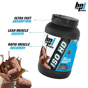 BPI Sports Iso Hd – 100% Whey Protein isolates – Muscle Growth, Recovery, Weight Loss, Meal Replacement – Low Carb, Low Calorie – for Men & Women – Chocolate Brownie – 1.6 Lb