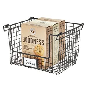 idesign classico storage basket with handles for pantry, kitchen, bathroom, countertop, and desk organization, 12" x 10" x 7.75", stackable-large