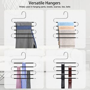 DOIOWN Clothes Hangers 5 Pieces Non Slip Space Saving Stainless Steel Closet Organizer for Pants Jeans Scarf(Upgrade Style)