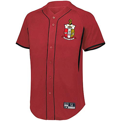 Kappa Alpha Psi Game 7 Full-Button Baseball Jersey X-Large Scarlet/Black