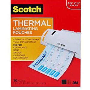 Scotch Thermal Laminating Pouches, 8.9 x 11.4 -Inches, 3 mil Thick, 100-Pack (TP3854-100) (2 case(100-Pack))