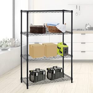 4 tier wire shelving rack wire shelving unit, metal steel shelves adjustable storage organizer,1000 lbs capacity, 54" h x 36" w x 14" d, garage shelving rack for office kitchen pantry black