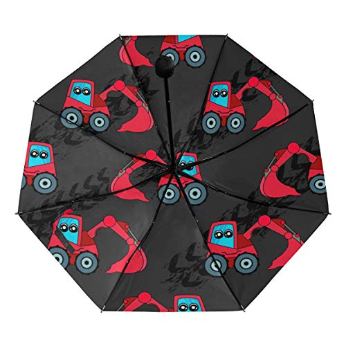 Toy Tractor Child Retro Creative Art Painting Cartoon Animation Compact Travel Umbrella Parasol Anti Uv Foldable Umbrellas(underside Printing) As Best Present For Women Uv Protection