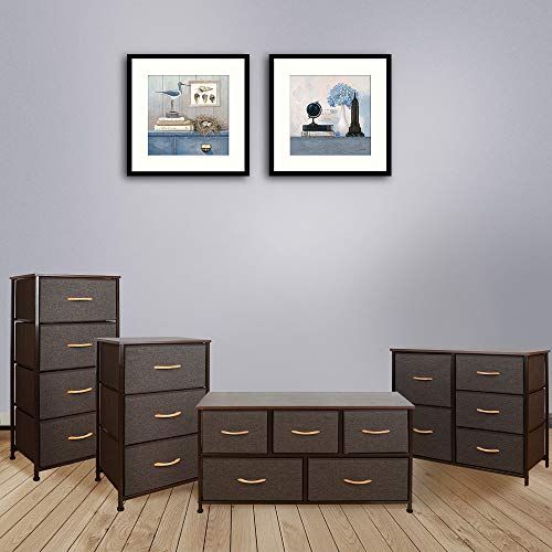 Home Dresser｜Storage Organizer｜Storage Tower｜Wood Top｜Removable Drawers｜Non-Woven Synthetic Fabric｜Height Adjustable Feet｜Organizer Unit for Bedroom,LivingRoom,Hallway,Entryway (3 Drawers -Espresso)