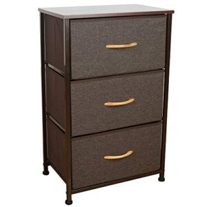 home dresser｜storage organizer｜storage tower｜wood top｜removable drawers｜non-woven synthetic fabric｜height adjustable feet｜organizer unit for bedroom,livingroom,hallway,entryway (3 drawers -espresso)