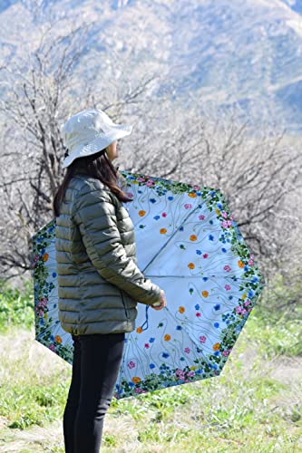 totes InBrella Reverse Closing Folding Umbrella – Inverted Closure Compact Umbrella – Portable, Windproof Rain-resistant Travel Umbrella with Recycled Canopy, Automatic Open and Close, Flower Garden