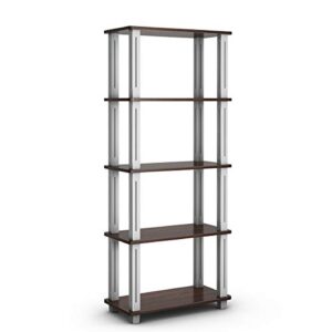 tangkula 57" storage shelves, space-saving 5-tier storage rack organizer multi-use shelving unit for home/office/dormitory/garage/warehouse (walnut)