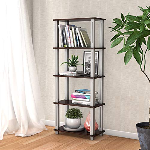 Tangkula 57" Storage Shelves, Space-Saving 5-Tier Storage Rack Organizer Multi-Use Shelving Unit for Home/Office/Dormitory/Garage/Warehouse (Walnut)