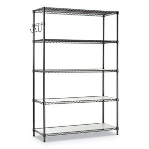 Alera 5-Shelf Wire Shelving Kit with Casters and Shelf Liners, 48w x 18d x 72h, Black Anthracite