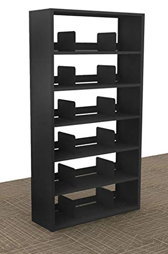 Aurora Quik-Lok Shelving Starter Unit, 6 Openings, 76" Tall, 12" Letter Size, Black