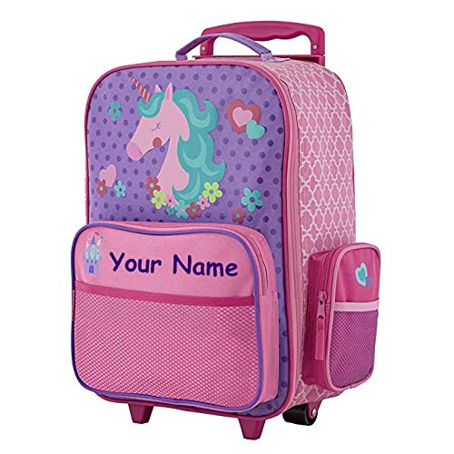 Stephen Joseph Personalized Unicorn Classic Rolling Luggage Suitcase Carry On Travel Bag - 14.5 Inches