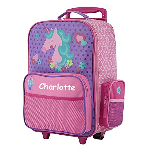 Stephen Joseph Personalized Unicorn Classic Rolling Luggage Suitcase Carry On Travel Bag - 14.5 Inches