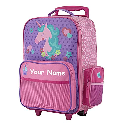 Stephen Joseph Personalized Unicorn Classic Rolling Luggage Suitcase Carry On Travel Bag - 14.5 Inches