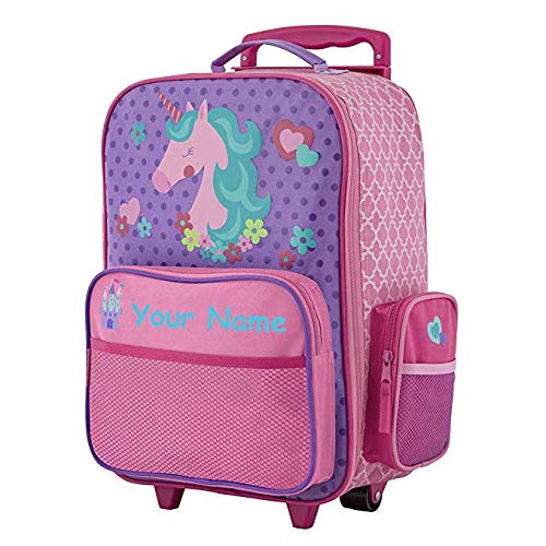 Stephen Joseph Personalized Unicorn Classic Rolling Luggage Suitcase Carry On Travel Bag - 14.5 Inches