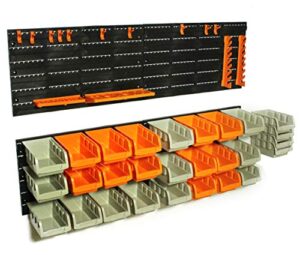 vvivid abs 42pc 39" x 21" wall-mounted diy storage bin and tool organizer board set 110 lb capacity