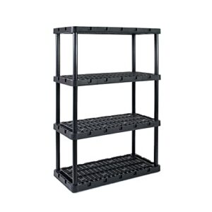 gracious living 4 shelf fixed height ventilated heavy duty storage unit 18 x 36 x 54 organizer system for home, garage, basement, and laundry, black