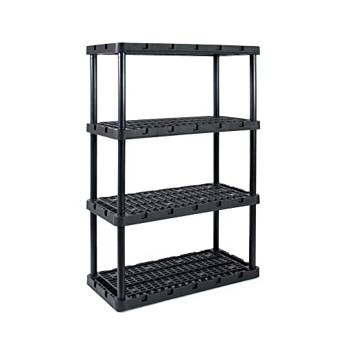 Gracious Living 4 Shelf Fixed Height Ventilated Heavy Duty Storage Unit 18 x 36 x 54 Organizer System for Home, Garage, Basement, and Laundry, Black