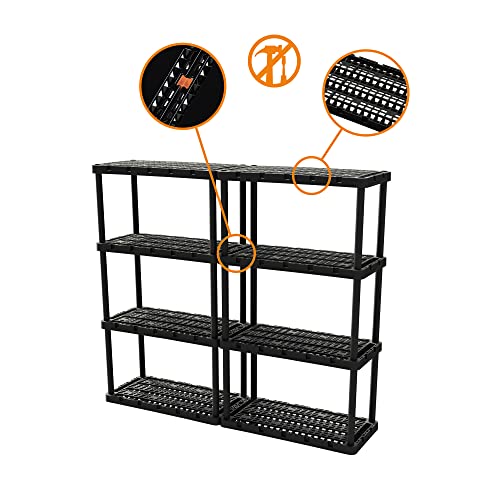 Gracious Living 4 Shelf Fixed Height Ventilated Heavy Duty Storage Unit 18 x 36 x 54 Organizer System for Home, Garage, Basement, and Laundry, Black