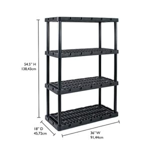 Gracious Living 4 Shelf Fixed Height Ventilated Heavy Duty Storage Unit 18 x 36 x 54 Organizer System for Home, Garage, Basement, and Laundry, Black