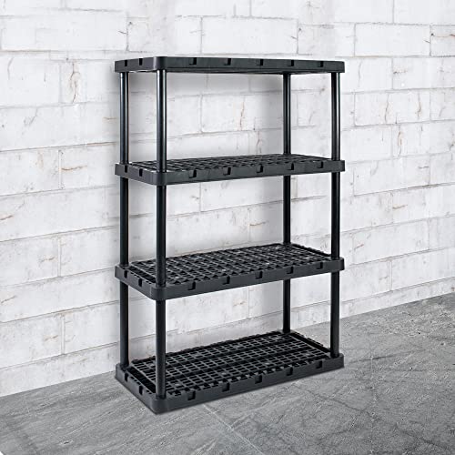 Gracious Living 4 Shelf Fixed Height Ventilated Heavy Duty Storage Unit 18 x 36 x 54 Organizer System for Home, Garage, Basement, and Laundry, Black