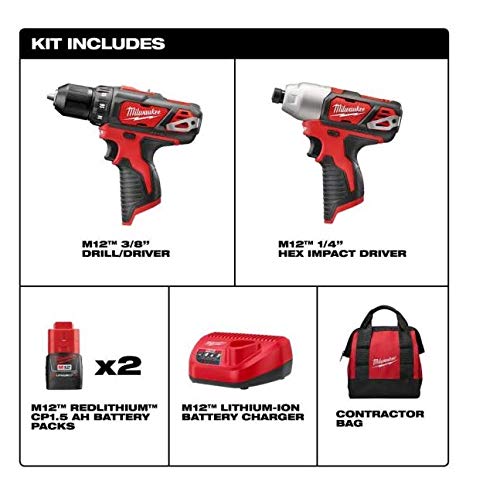 M12 12-Volt Lithium-Ion Cordless Drill Driver/Impact Driver Combo Kit (2-Tool) with Free M12 1.5Ah Battery (2-Pack)