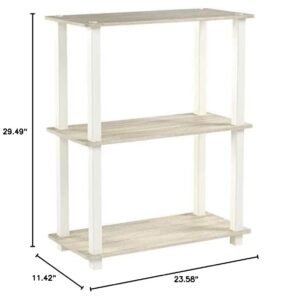 Furinno Turn-S-Tube 3-Tier Compact Multipurpose Shelf Display Rack with Square Tube, Sonoma Oak/White