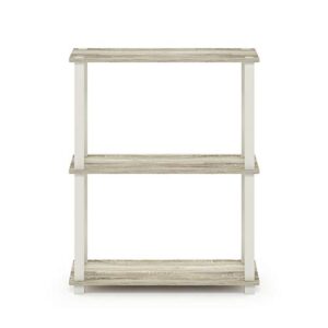 Furinno Turn-S-Tube 3-Tier Compact Multipurpose Shelf Display Rack with Square Tube, Sonoma Oak/White