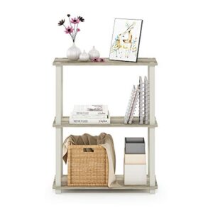 Furinno Turn-S-Tube 3-Tier Compact Multipurpose Shelf Display Rack with Square Tube, Sonoma Oak/White