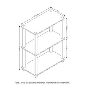 Furinno Turn-S-Tube 3-Tier Compact Multipurpose Shelf Display Rack with Square Tube, Sonoma Oak/White