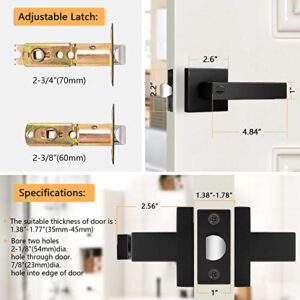 Probrico 10 Pack| Matte Black Door Handles Privacy Door Levers, Heavy Duty Bed and Bath Door Locks Interior Keyless Locksets, Reversible Flat Levers with Square Rosette