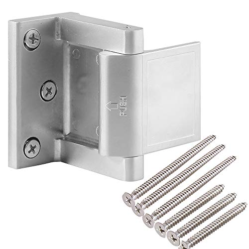 Hotel Security Door Lock with Stainless Steel Screws,Privacy Door Latch for in-Swinging Doors Extra High Home Door Security Lock(Silver-1 Pack)