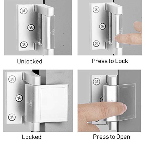 Hotel Security Door Lock with Stainless Steel Screws,Privacy Door Latch for in-Swinging Doors Extra High Home Door Security Lock(Silver-1 Pack)