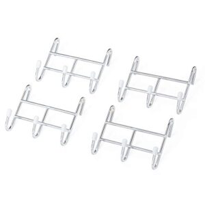 home storage space wire shelving 3-hooks, steel, chrome color, 4-pack