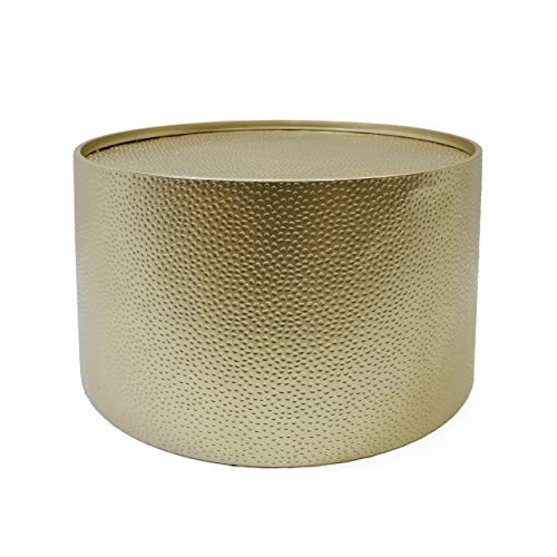 Christopher Knight Home Rache Modern Round Coffee Table with Hammered Iron, Gold, 26. 00” L x 26. 00” W x 17. 00” H